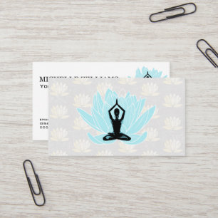 Yoga Meditation   Blå Lotus Blommönster Visitkort