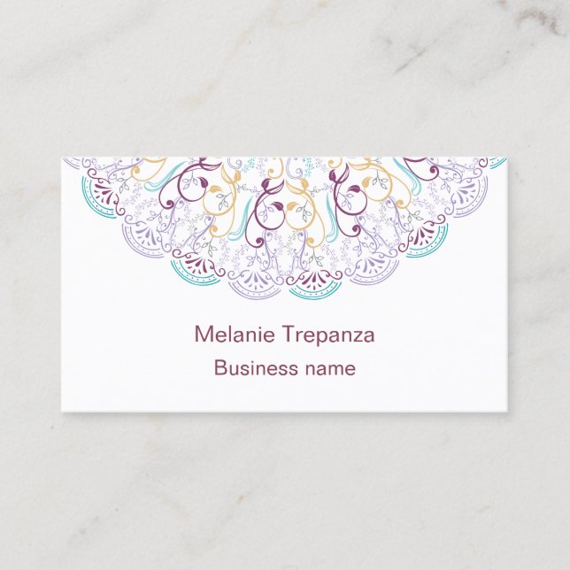 Yoga meditation blommigt mandala för professionell visitkort (Framsida)