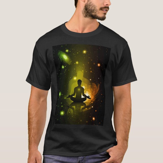 Yoga Meditation Buddha Universe T Shirt (Framsida)