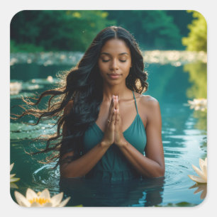 YOGA - MEDITATION - CARPE DIEM - WELLNESS FYRKANTIGT KLISTERMÄRKE