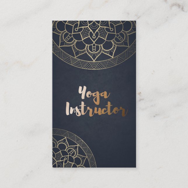 Yoga Meditation Chic Black Guld Mandala Visitkort (Framsida)