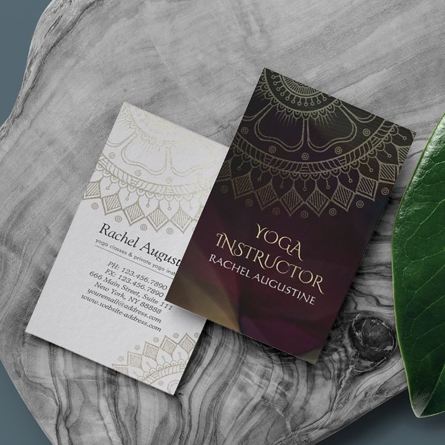 Yoga Meditation Chic Black Guld Mandala Visitkort (Skapare uppladdad)