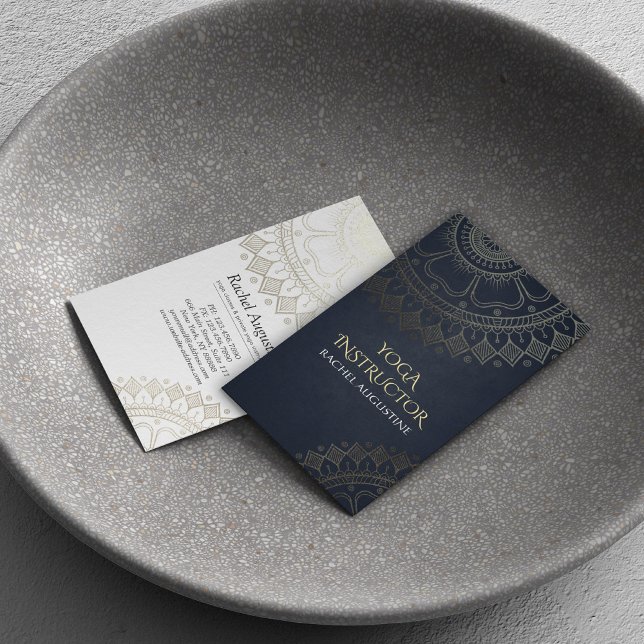 Yoga Meditation Chic Black Guld Mandala Visitkort (Skapare uppladdad)