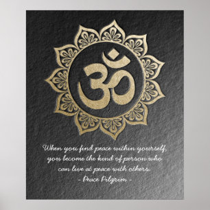 YOGA Meditation Chic Black Guld OM Mandala-citat Poster