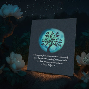 YOGA Meditation citerar Elegant Watercolor Träd Poster