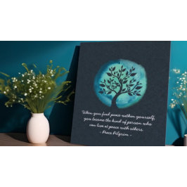 YOGA Meditation citerar Elegant Watercolor Träd Poster