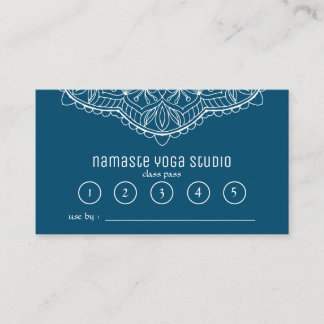 Yoga Meditation Class Pass Teal Handrawn Mandala Lojalitetskort