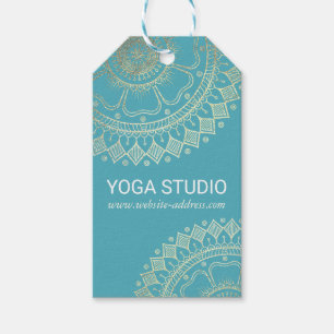 Yoga Meditation-Grönten Blue Guld Mandala Presentetikett