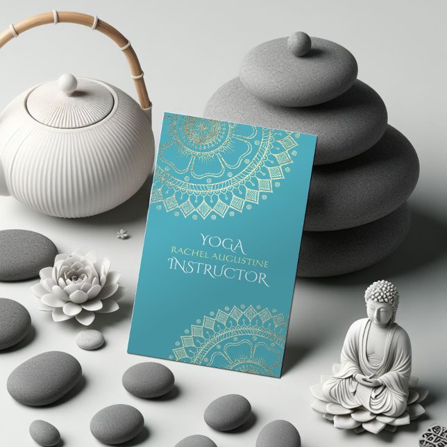 Yoga Meditation-Grönten Blue Guld Mandala Tidsbeställning Kort (Skapare uppladdad)