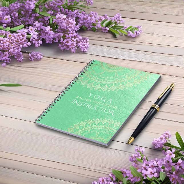 Yoga Meditation-Grönten Gold Foil Mandala Anteckningsbok (Skapare uppladdad)