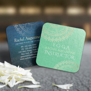 Yoga Meditation-Grönten Gold Foil Mandala Fyrkantigt Visitkort