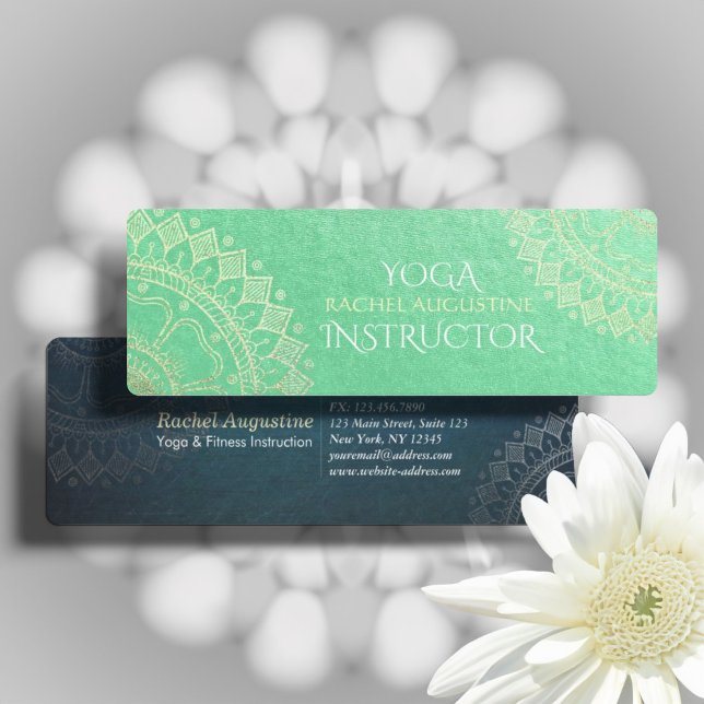 Yoga Meditation-Grönten Gold Foil Mandala Mini Visitkort (Skapare uppladdad)