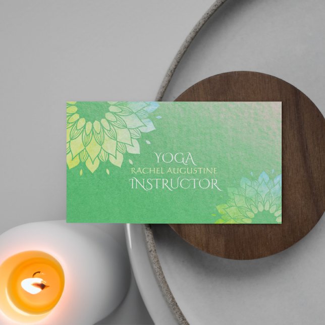 Yoga Meditation-Grönten Gold Foil Mandala Visitkort (Skapare uppladdad)