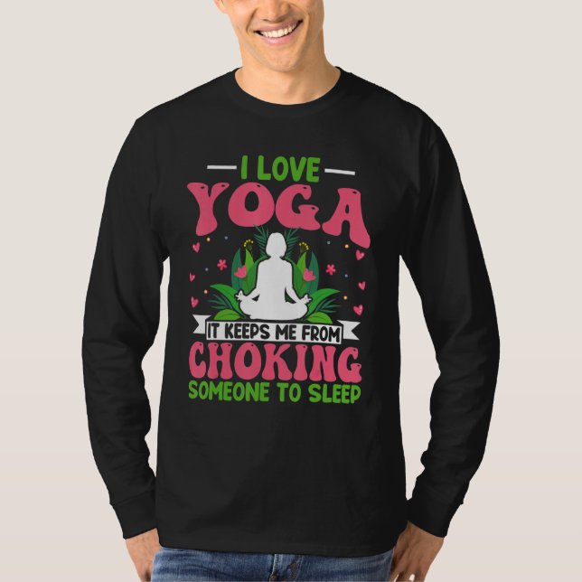 Yoga Meditation - I Love Yoga Lotus Flower Zen Yog T Shirt (Framsida)