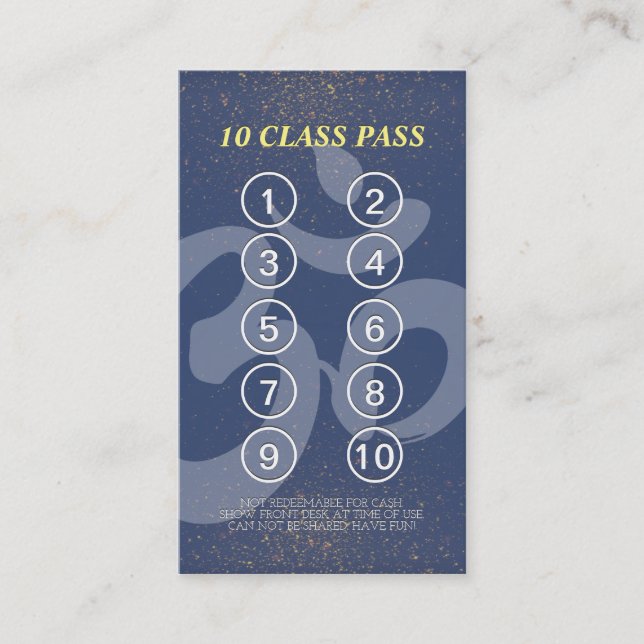 Yoga Meditation Instructions Class Pass Loyalty Ca Lojalitetskort (Framsida)