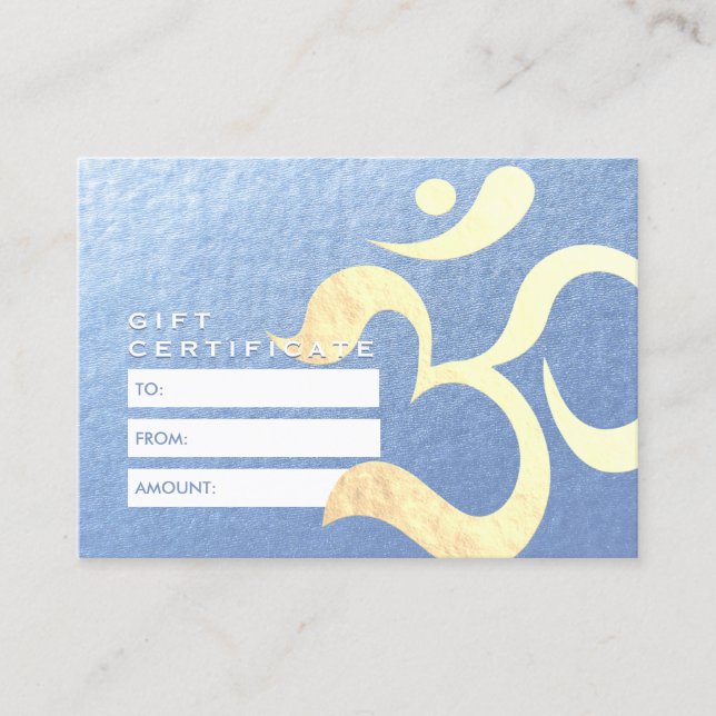 Yoga Meditation Instructions Gift Certificate OM Rabattkort (Framsida)
