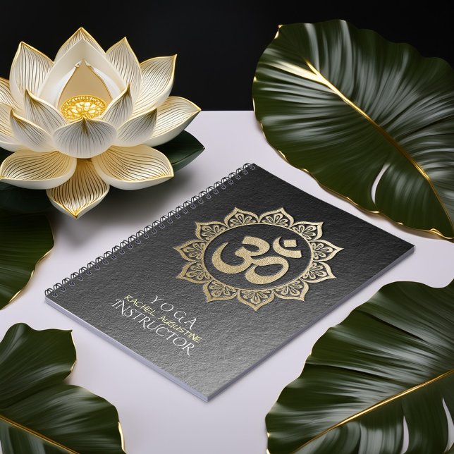 YOGA Meditation Instructor Black & Guld OM Mandala Anteckningsbok (Skapare uppladdad)
