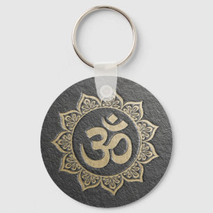 YOGA Meditation Instructor Black & Guld OM Mandala Nyckelring