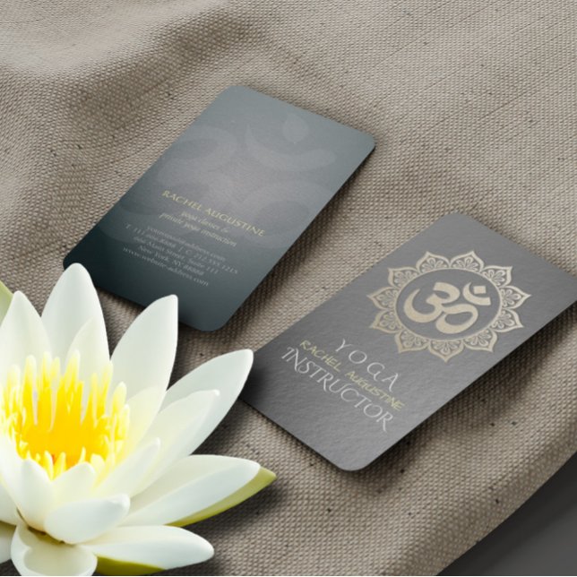 YOGA Meditation Instructor Black Guld OM Mandala Visitkort (Skapare uppladdad)