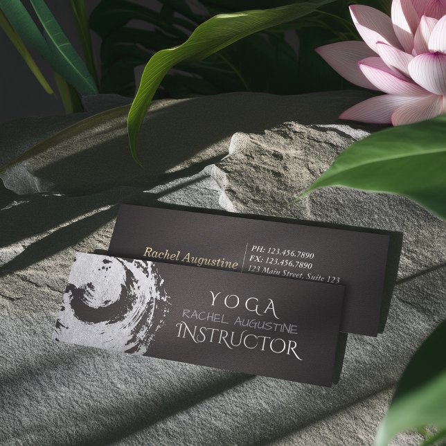 Yoga Meditation Instructor Black Silver ZEN Symbol Mini Visitkort (Skapare uppladdad)