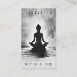 Yoga Meditation Instructor Black White InkPainting Lojalitetskort