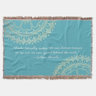 Yoga Meditation Instructor Blue Guld Mandala Quote Filt