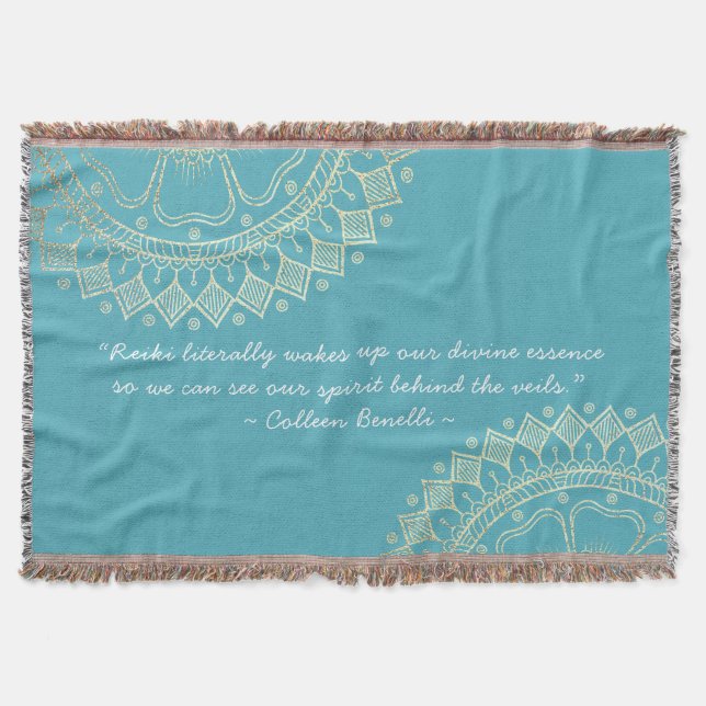 Yoga Meditation Instructor Blue Guld Mandala Quote Filt (Framsidan)