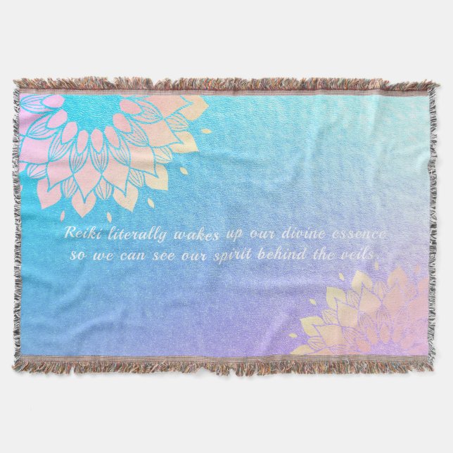 Yoga Meditation Instructor Blue Guld Mandala Quote Filt (Framsidan)