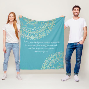 Yoga Meditation Instructor Blue Guld Mandala Quote Fleecefilt