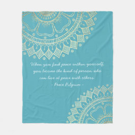Yoga Meditation Instructor Blue Guld Mandala Quote Fleecefilt