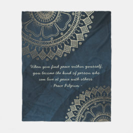 Yoga Meditation Instructor Blue Guld Mandala Quote Fleecefilt