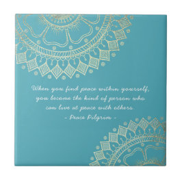Yoga Meditation Instructor Blue Guld Mandala Quote Kakelplatta