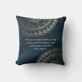 Yoga Meditation Instructor Blue Guld Mandala Quote Kudde