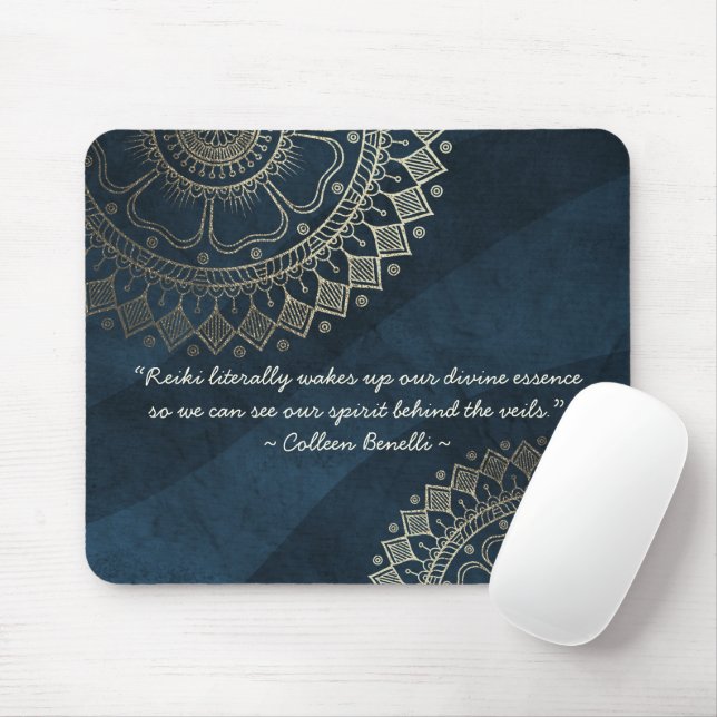 Yoga Meditation Instructor Blue Guld Mandala Quote Musmatta (Med mus)
