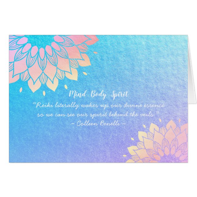 Yoga Meditation Instructor Blue Guld Mandala Quote OBS Kort (Framsidan Horizontal)