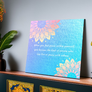 Yoga Meditation Instructor Blue Guld Mandala Quote Poster