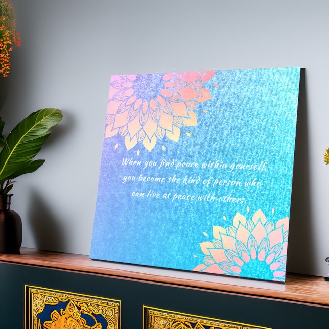 Yoga Meditation Instructor Blue Guld Mandala Quote Poster (Skapare uppladdad)