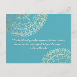 Yoga Meditation Instructor Blue Guld Mandala Quote Vykort