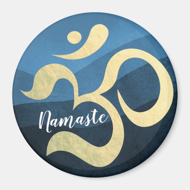 Yoga Meditation Instructor Blue och Guld OM Symbol Magnet (Framsidan)