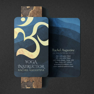 Yoga Meditation Instructor Blue och Guld OM Symbol Visitkort