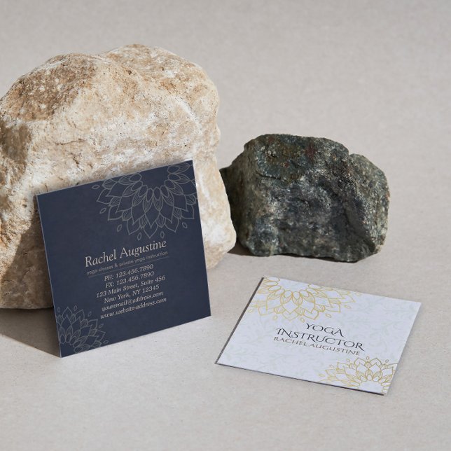 Yoga Meditation Instructor Guld Blommigt Mandala Fyrkantigt Visitkort (Skapare uppladdad)