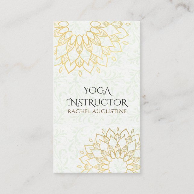 Yoga Meditation Instructor Guld Blommigt Mandala Visitkort (Framsida)