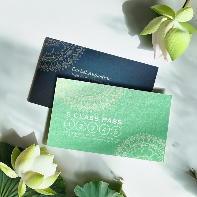 Yoga Meditation Instructor Guld Mandala Class Pass Lojalitetskort (Skapare uppladdad)