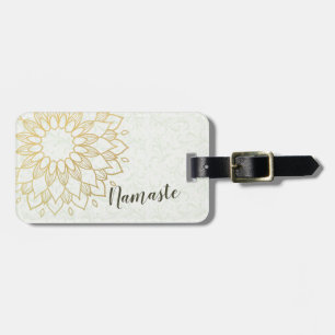 Yoga Meditation Instructor Guld Mandala Flowers Bagagebricka
