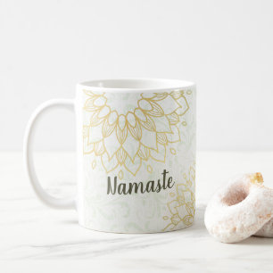 Yoga Meditation Instructor Guld Mandala Flowers Kaffemugg