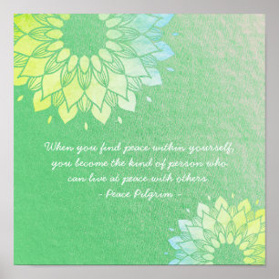 Yoga Meditation Instructor Guld Mandala Flowers Po Poster