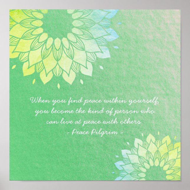 Yoga Meditation Instructor Guld Mandala Flowers Po Poster (Framsidan)