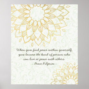 Yoga Meditation Instructor Guld Mandala Flowers Poster