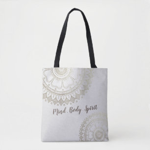 Yoga Meditation Instructor Guld Mandala Flowers Tygkasse