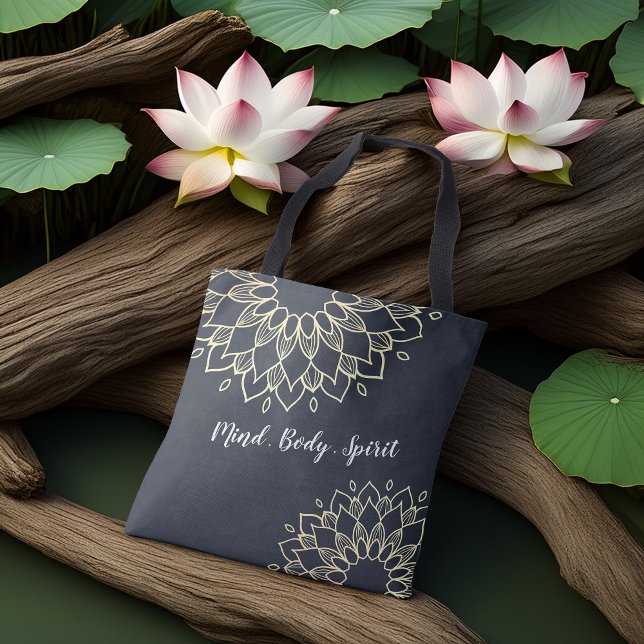 Yoga Meditation Instructor Guld Mandala Flowers Tygkasse (Skapare uppladdad)
